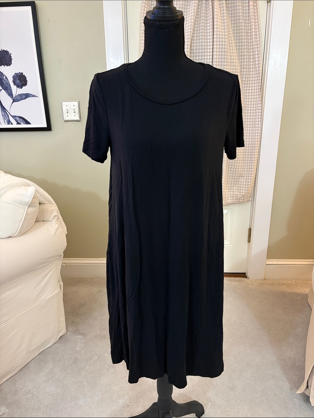 GAP Black Short Sleeve Midi Dress